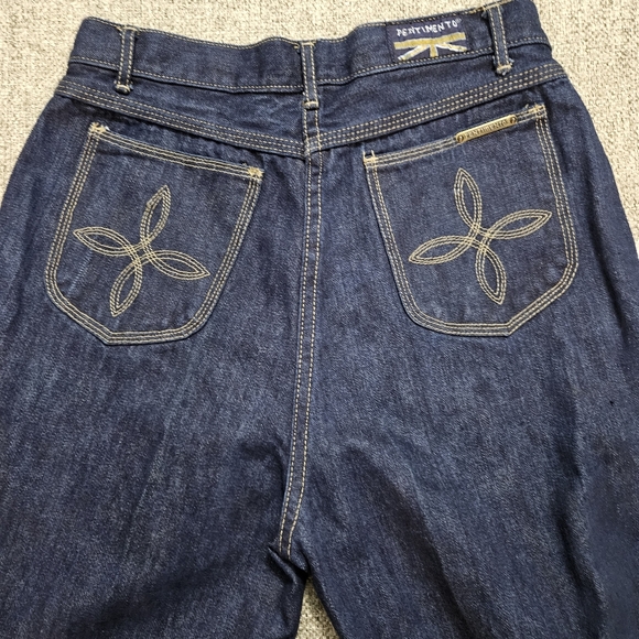 Vintage Pentimento Jeans 70’s Wide Leg Dark Wash Jeans Tan Stitching Sz 13 EUC - Picture 6 of 14